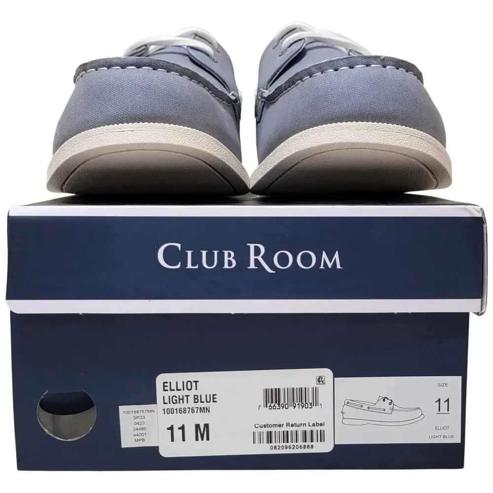Club Room Men Elliot 2-Eye Casual Boat Shoe Size US 11M Light Blue Faux Leather